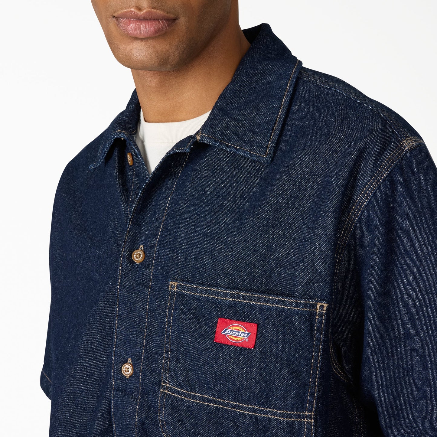 Denim Short Sleeve Button-Up Shirt