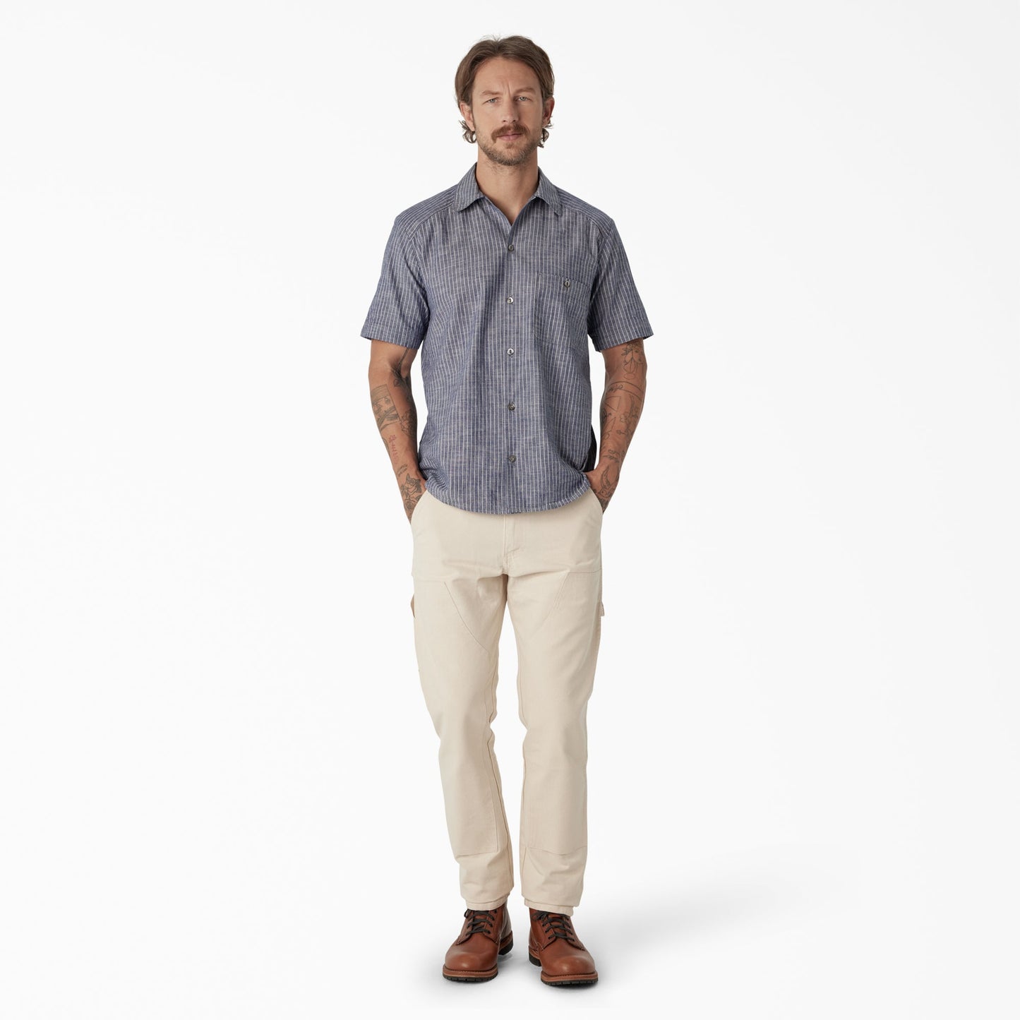 Dickies 1922 Short Sleeve Striped Chambray Shirt