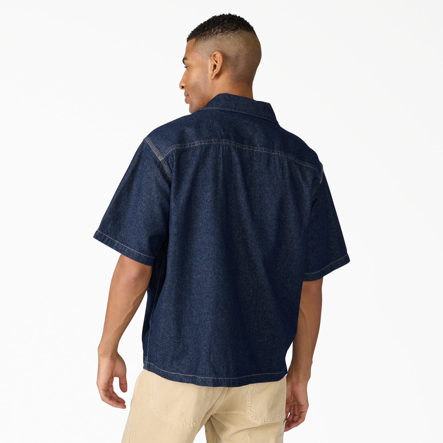 Denim Short Sleeve Button-Up Shirt