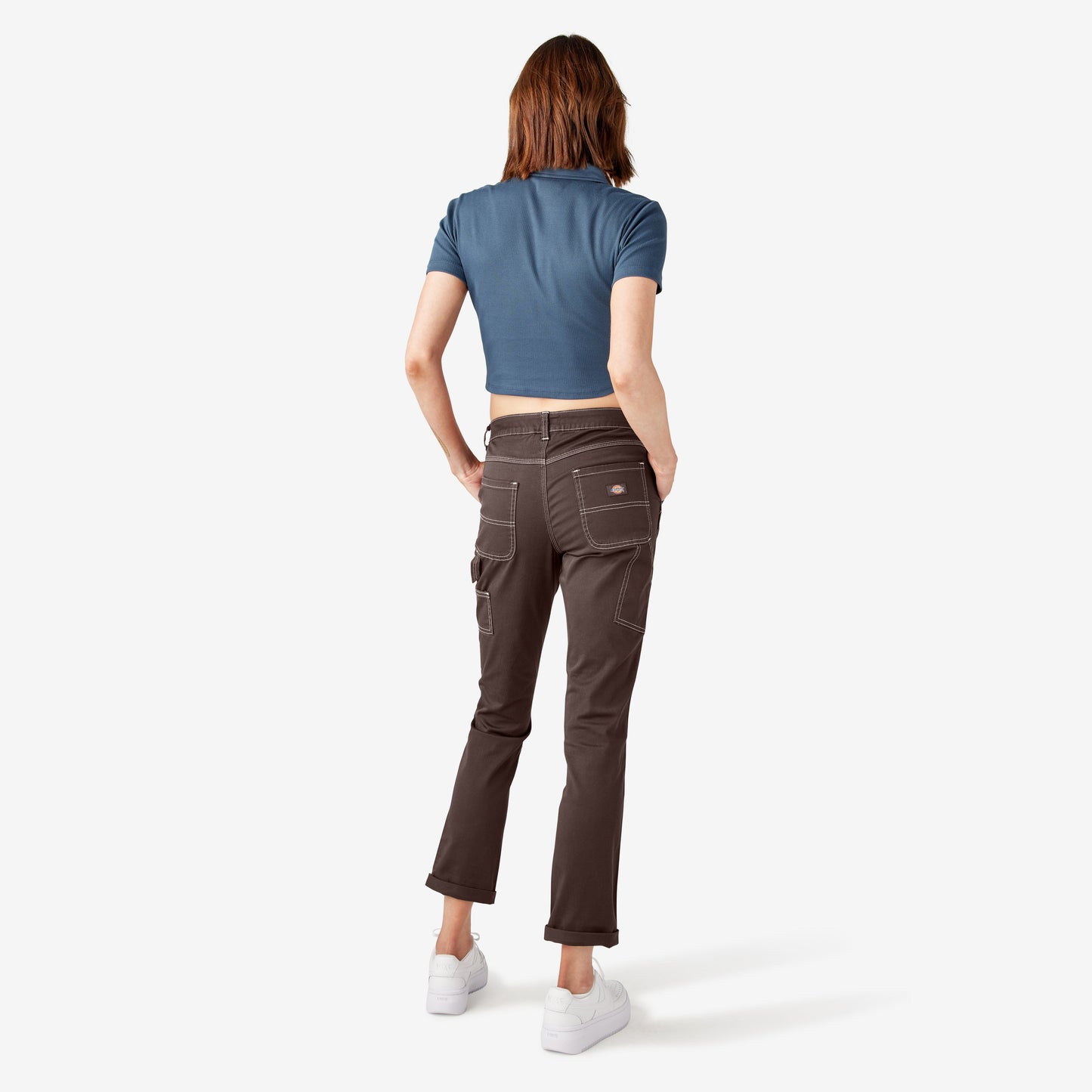 Women's Slim Straight Fit Roll Hem Carpenter Pants