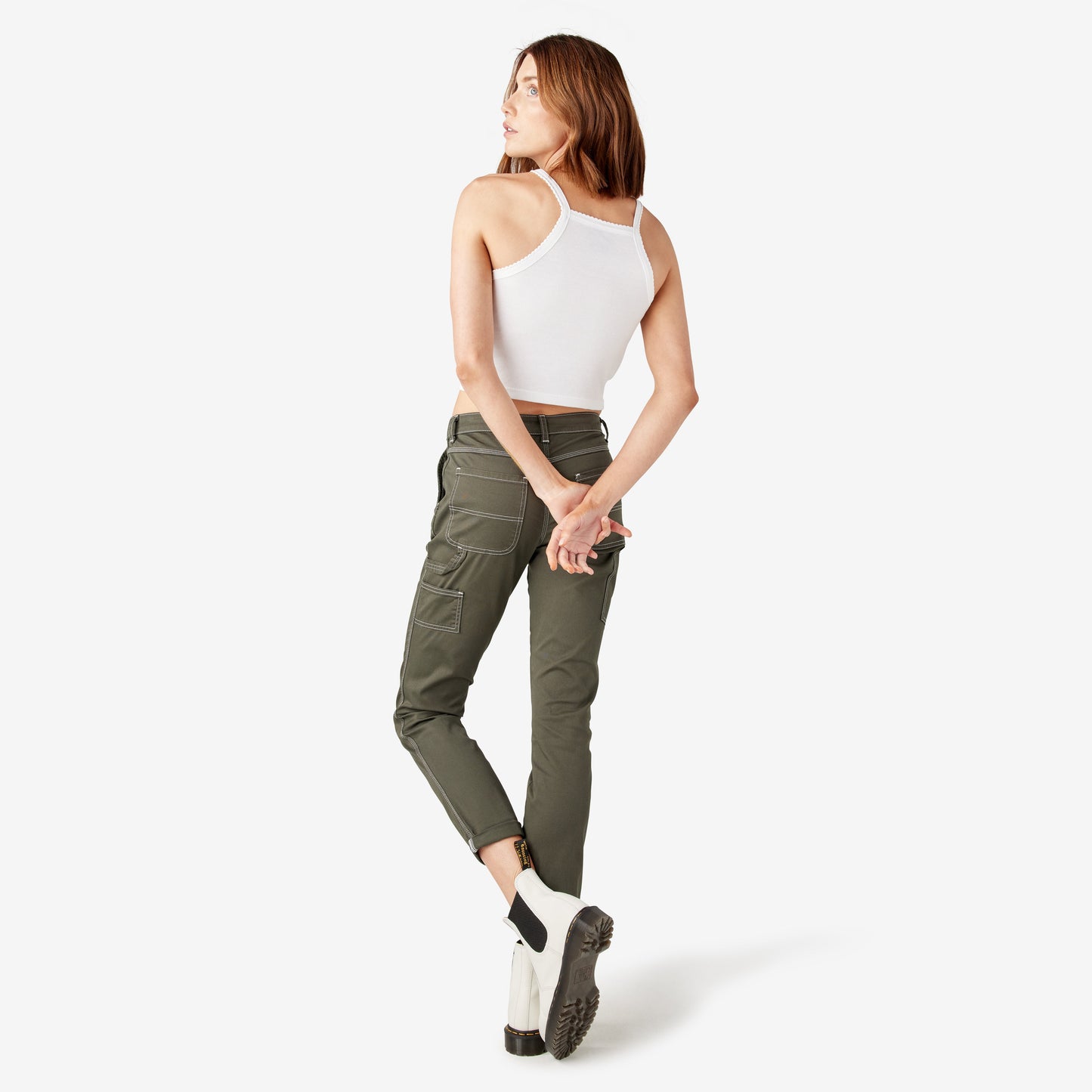 Women's Slim Straight Fit Roll Hem Carpenter Pants