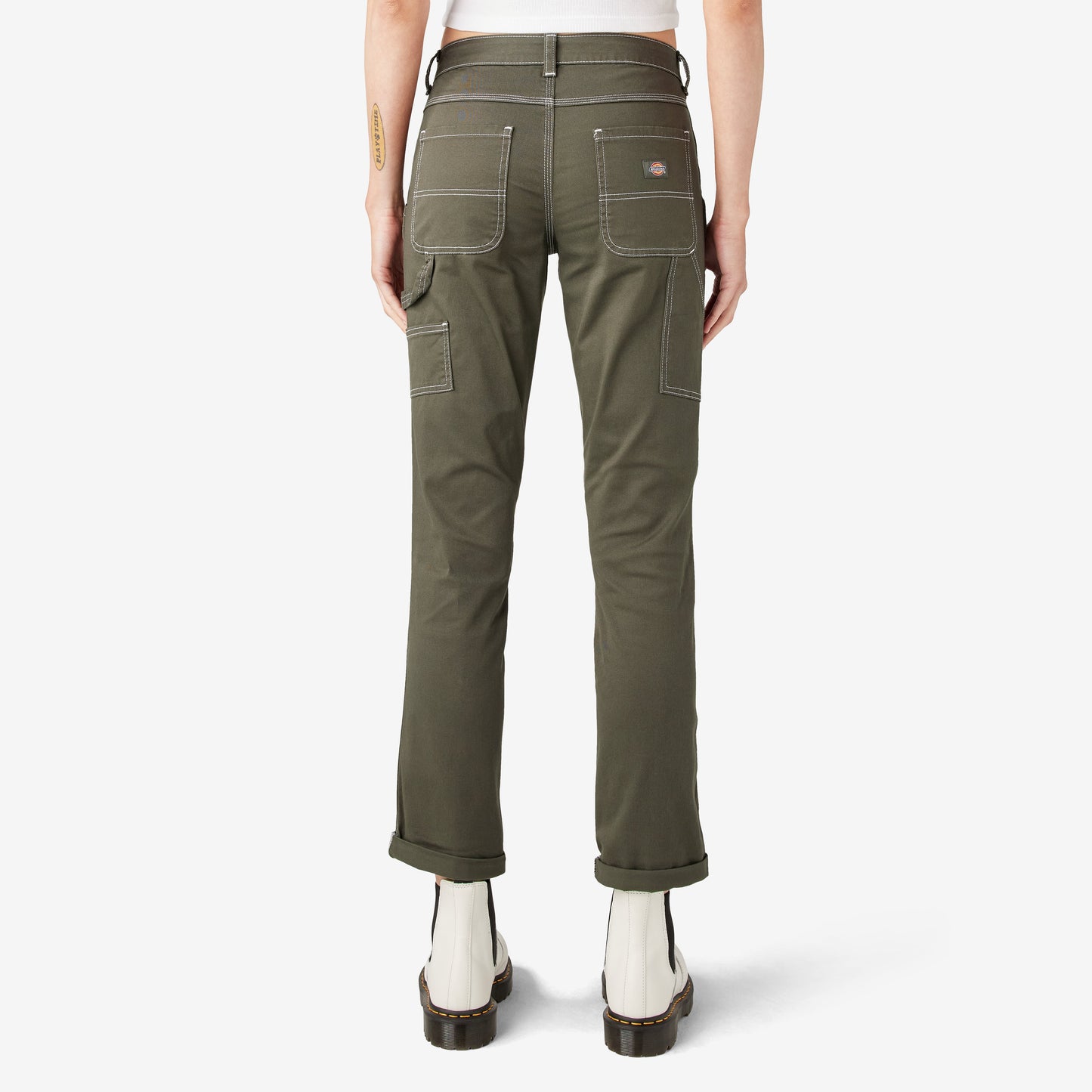 Women's Slim Straight Fit Roll Hem Carpenter Pants