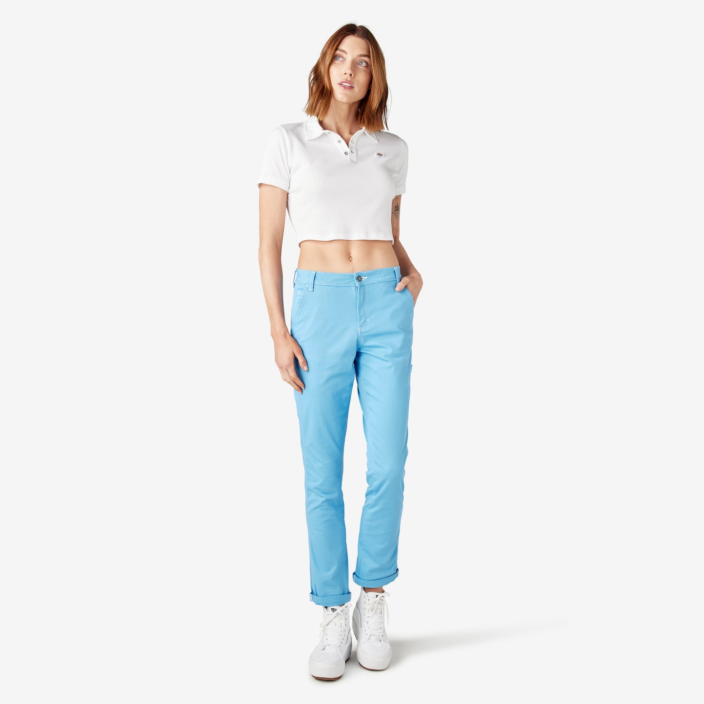 Women's Slim Straight Fit Roll Hem Carpenter Pants