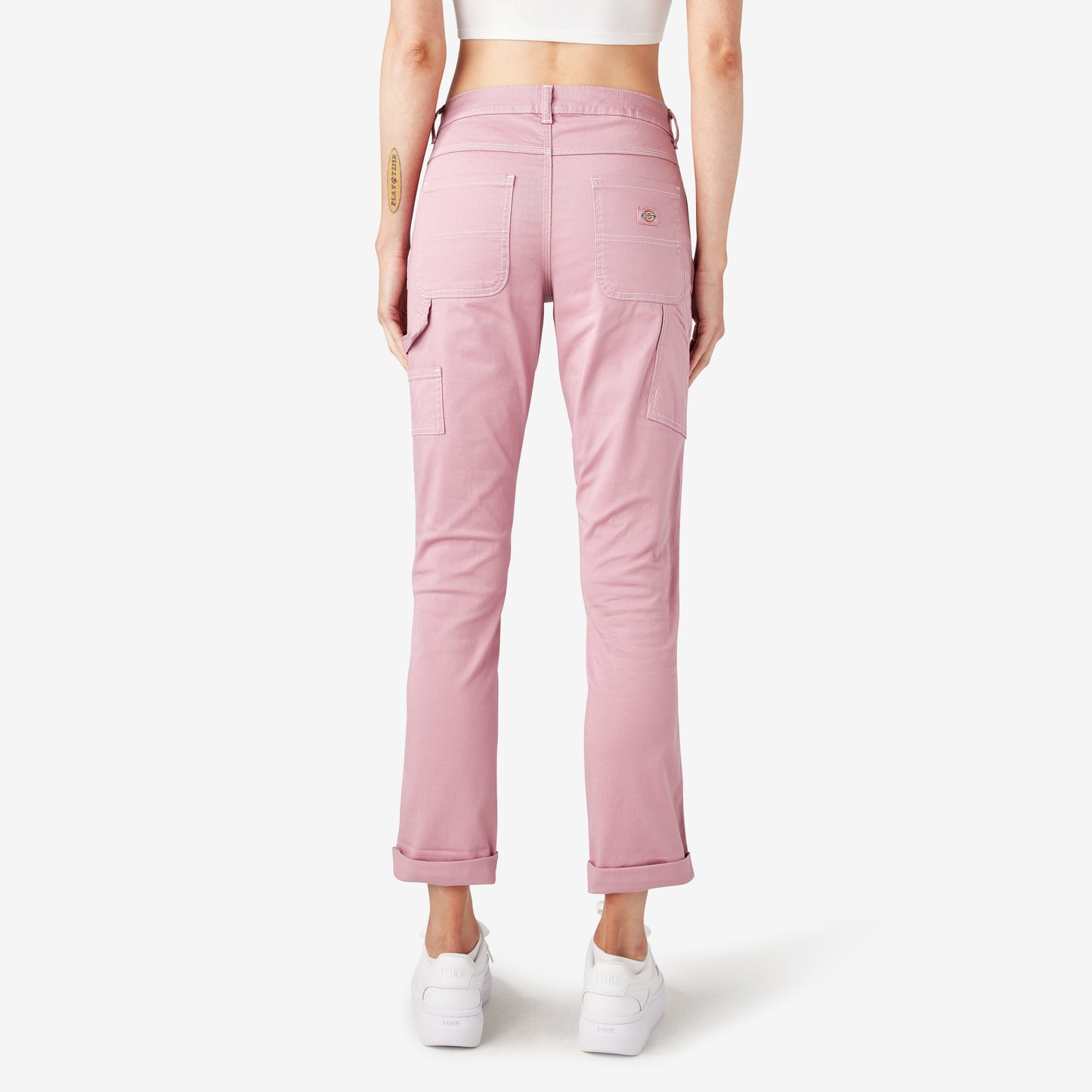 Women's Slim Straight Fit Roll Hem Carpenter Pants