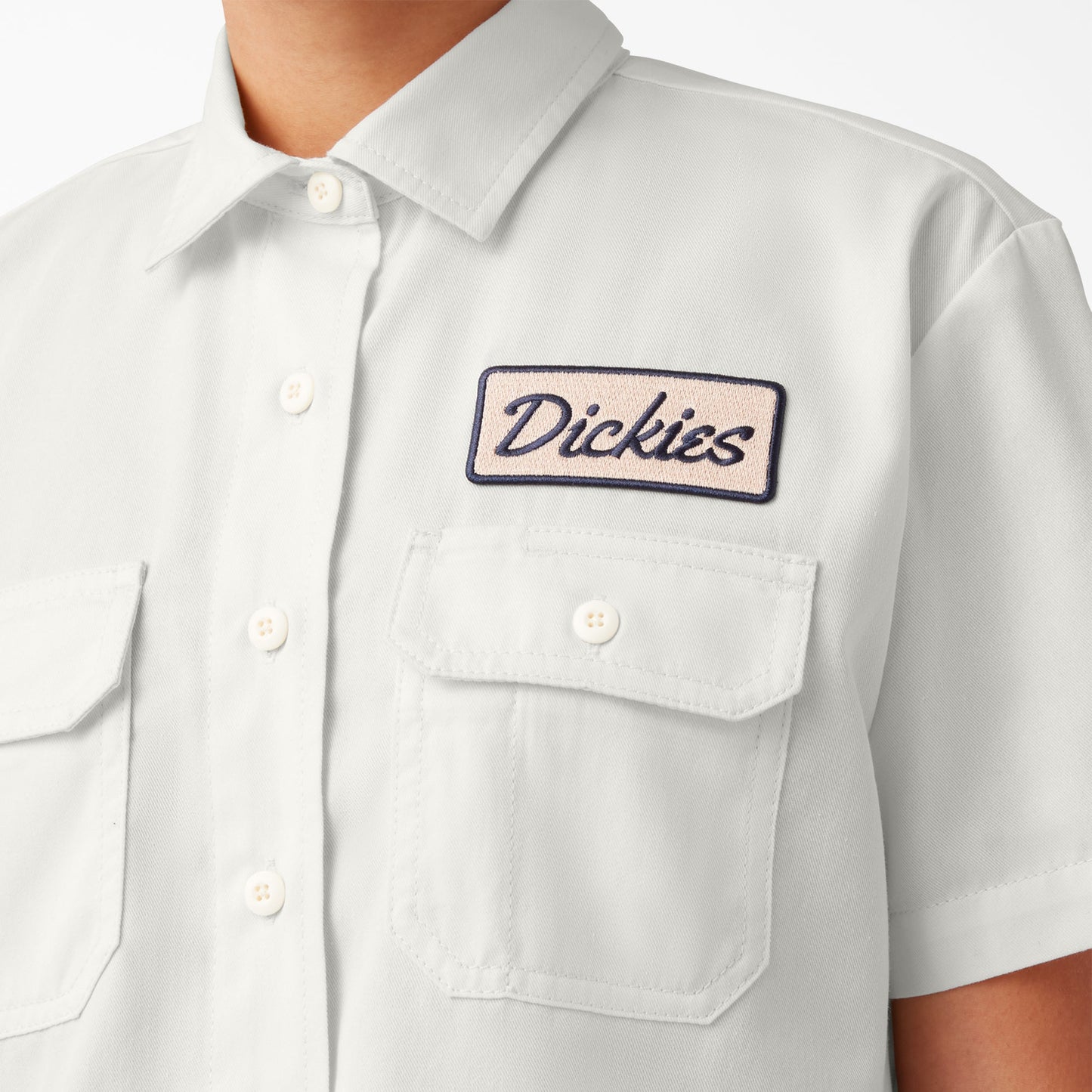 Women's Embroidered Patch Cropped Work Shirt