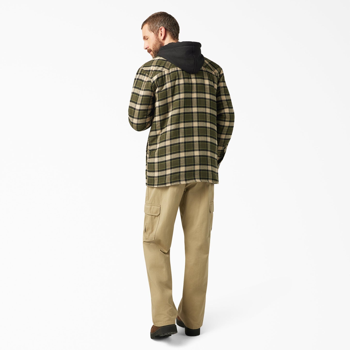 Water Repellent Flannel Hooded Shirt Jacket