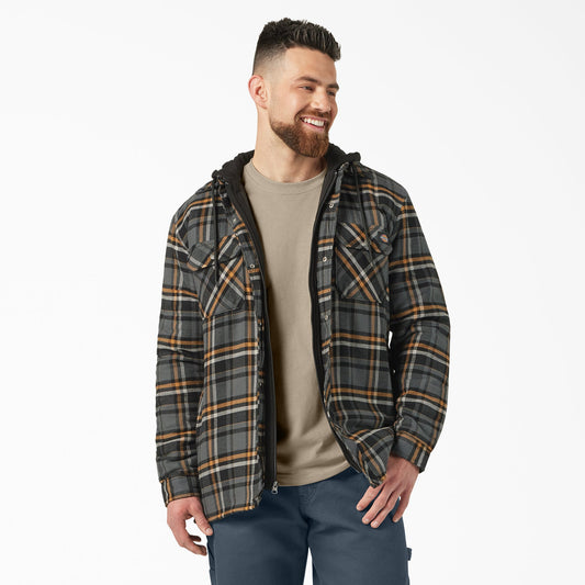 Water Repellent Flannel Hooded Shirt Jacket