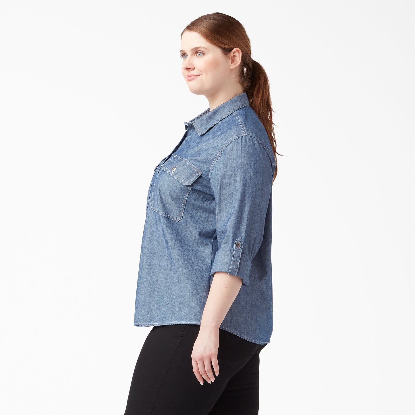 Women’s Plus Chambray Roll-Tab Work Shirt