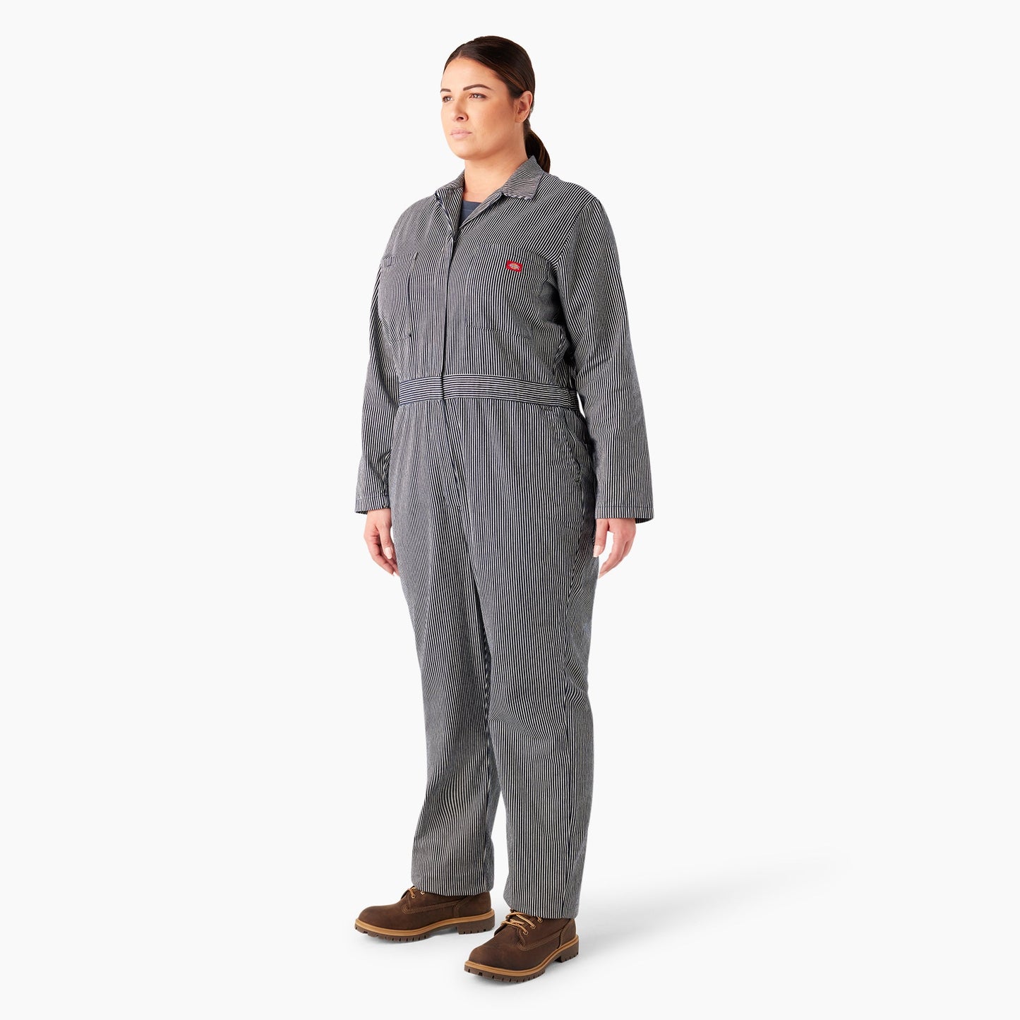 Women's Plus Relaxed Fit Long Sleeve Hickory Stripe Coveralls