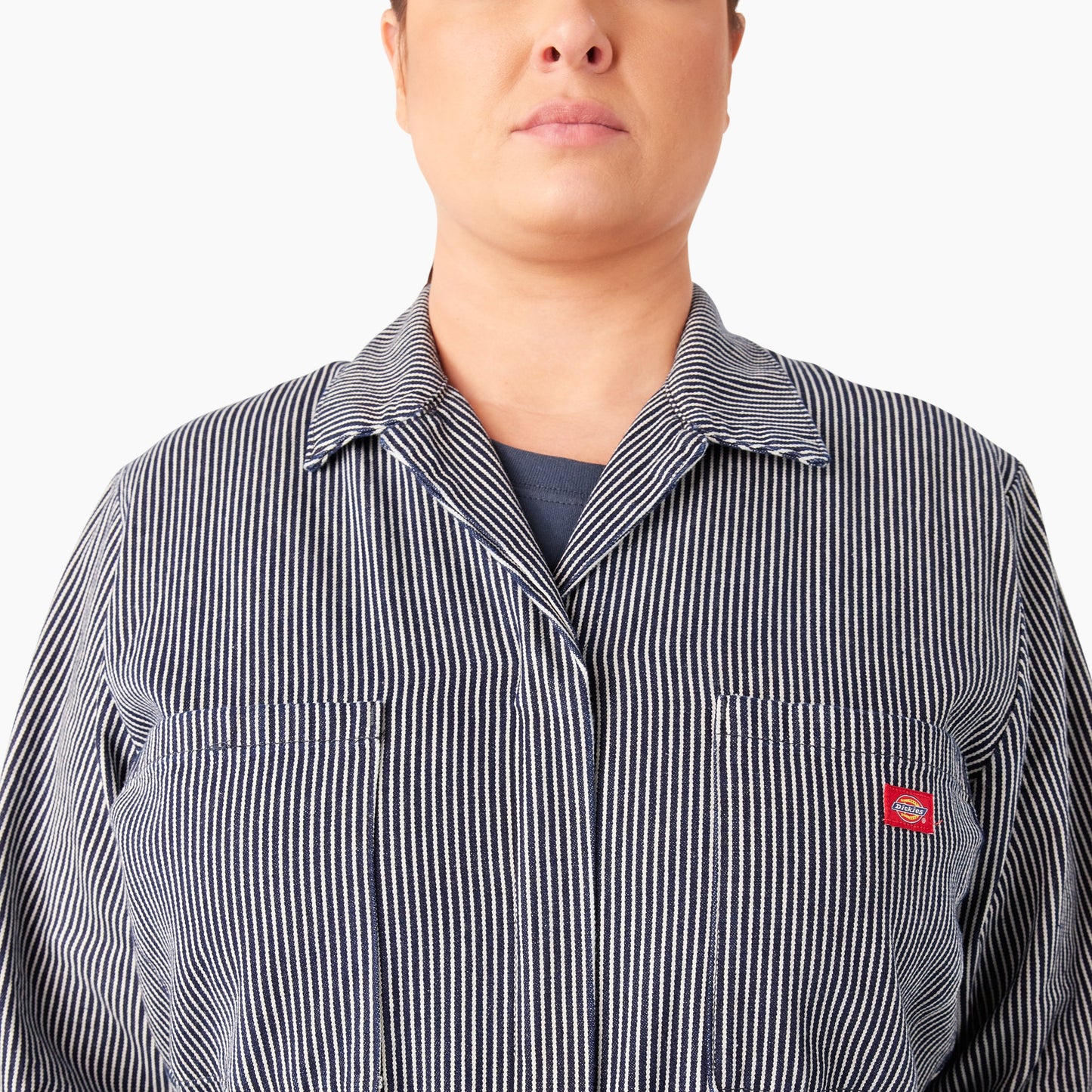 Women's Plus Relaxed Fit Long Sleeve Hickory Stripe Coveralls