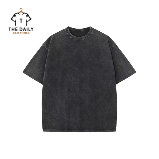 The Daily Clothing Acid Washed Oversized Drop Shoulder Black T-Shirt